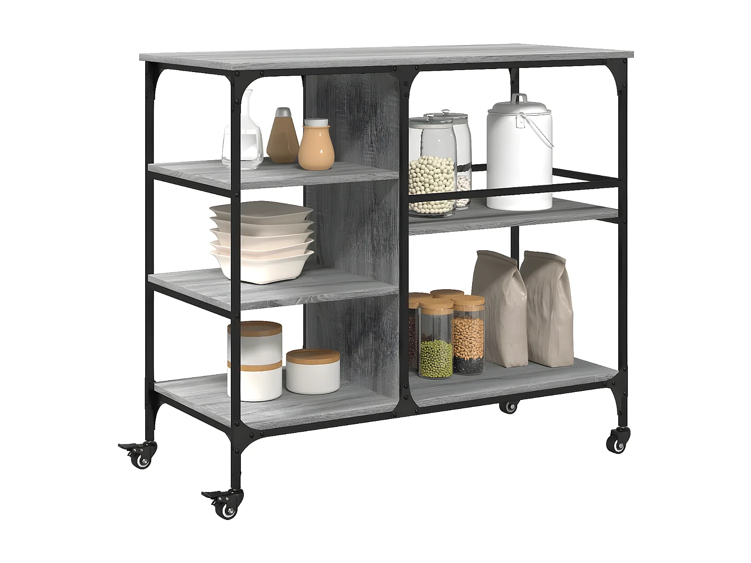 Chariot de cuisine sonoma gris 100x45x89,5 bois d'ingénierie