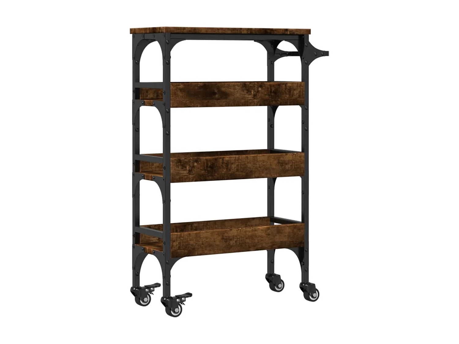 Chariot de cuisine chêne fumé 53x20x76 bois d'ingénierie