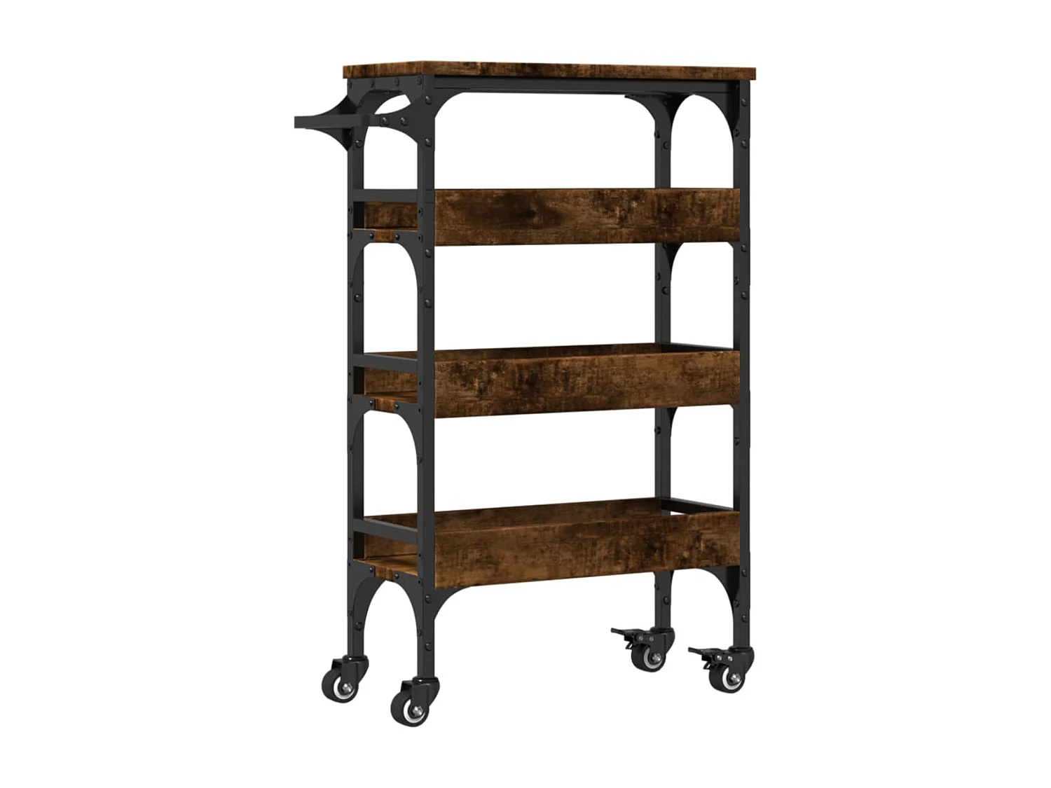 Chariot de cuisine chêne fumé 53x20x76 bois d'ingénierie