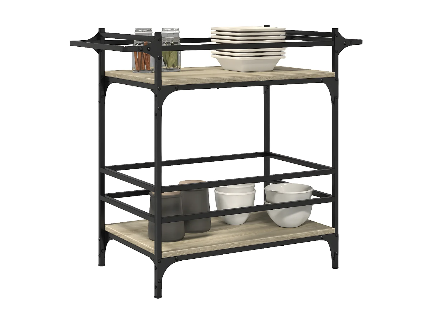 Chariot de cuisine chêne sonoma 82x40x78,5 bois d'ingénierie