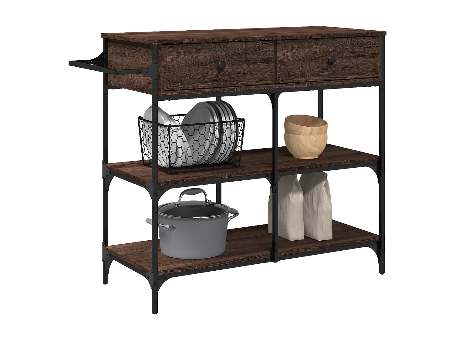 Chariot de cuisine chêne marron 105x42x95 bois d'ingénierie