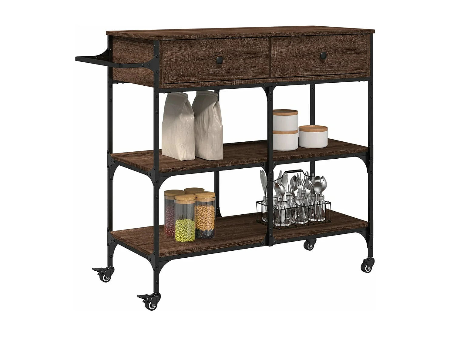 Chariot de cuisine chêne marron 105x42x95 bois d'ingénierie
