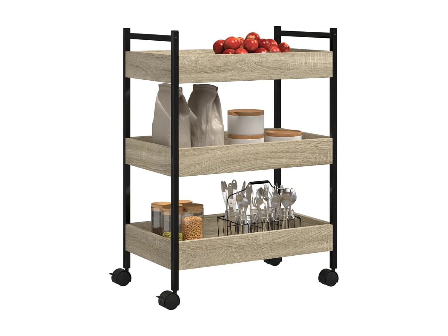 Chariot de cuisine chêne sonoma 50x30x70 bois d'ingénierie