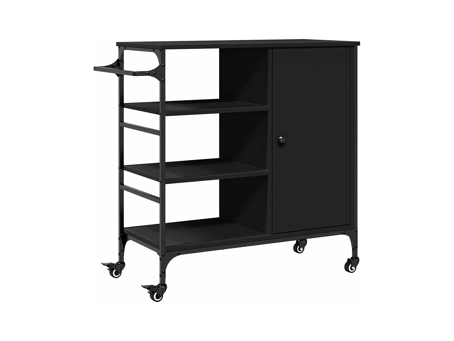 Chariot de cuisine noir 87,5x38,5x84,5 bois d'ingénierie