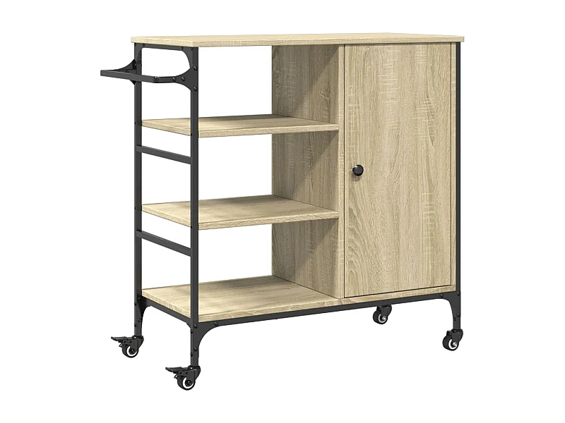Chariot de cuisine chêne sonoma bois d'ingénierie
