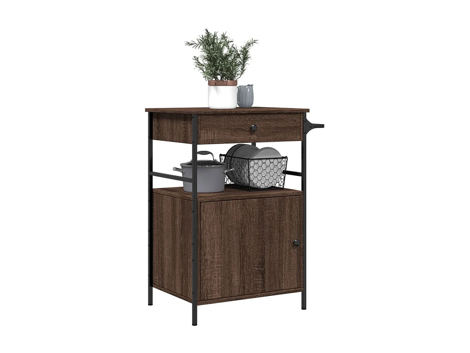 Keukentrolley 56x43x89,5 cm bewerkt hout bruin eikenkleurig