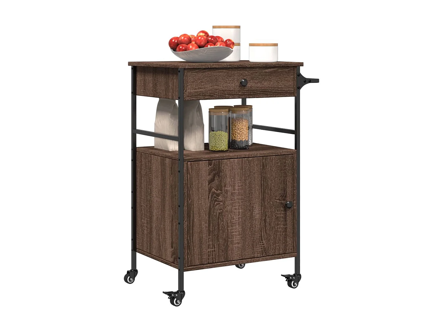 Keukentrolley 56x43x89,5 cm bewerkt hout bruin eikenkleurig