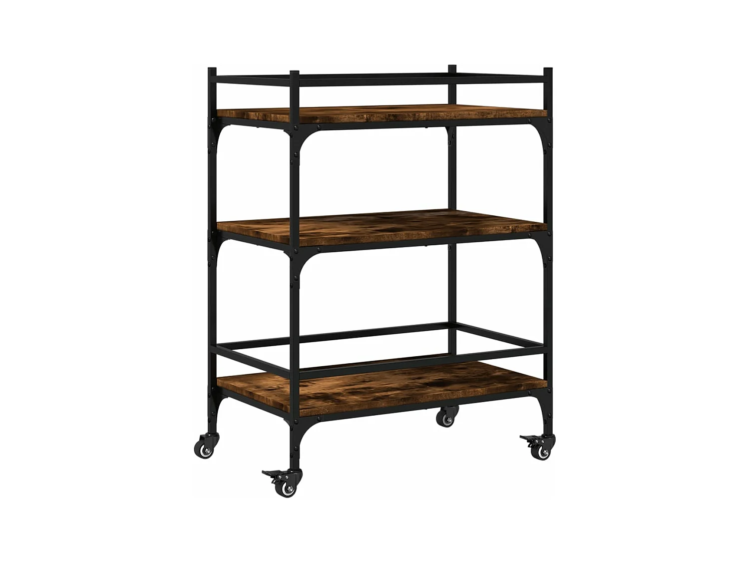 Chariot de cuisine chêne fumé 65x40x86,5 bois d'ingénierie