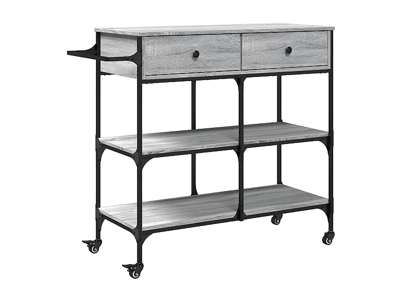 Chariot de cuisine sonoma gris 105x42x95 bois d'ingénierie