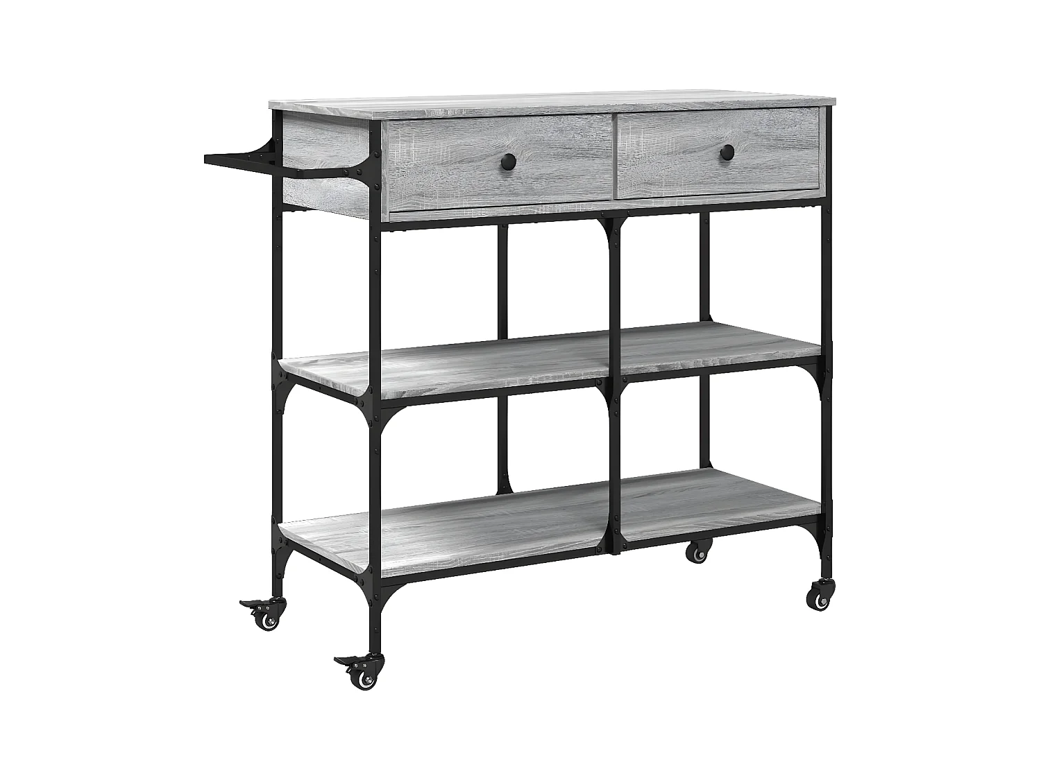 Chariot de cuisine sonoma gris 105x42x95 bois d'ingénierie