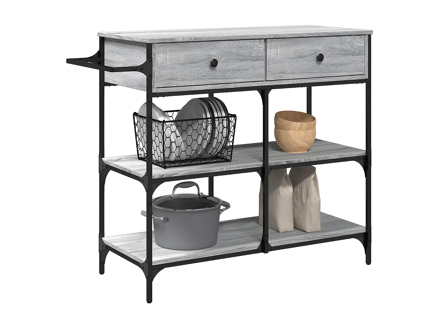 Chariot de cuisine sonoma gris 105x42x95 bois d'ingénierie