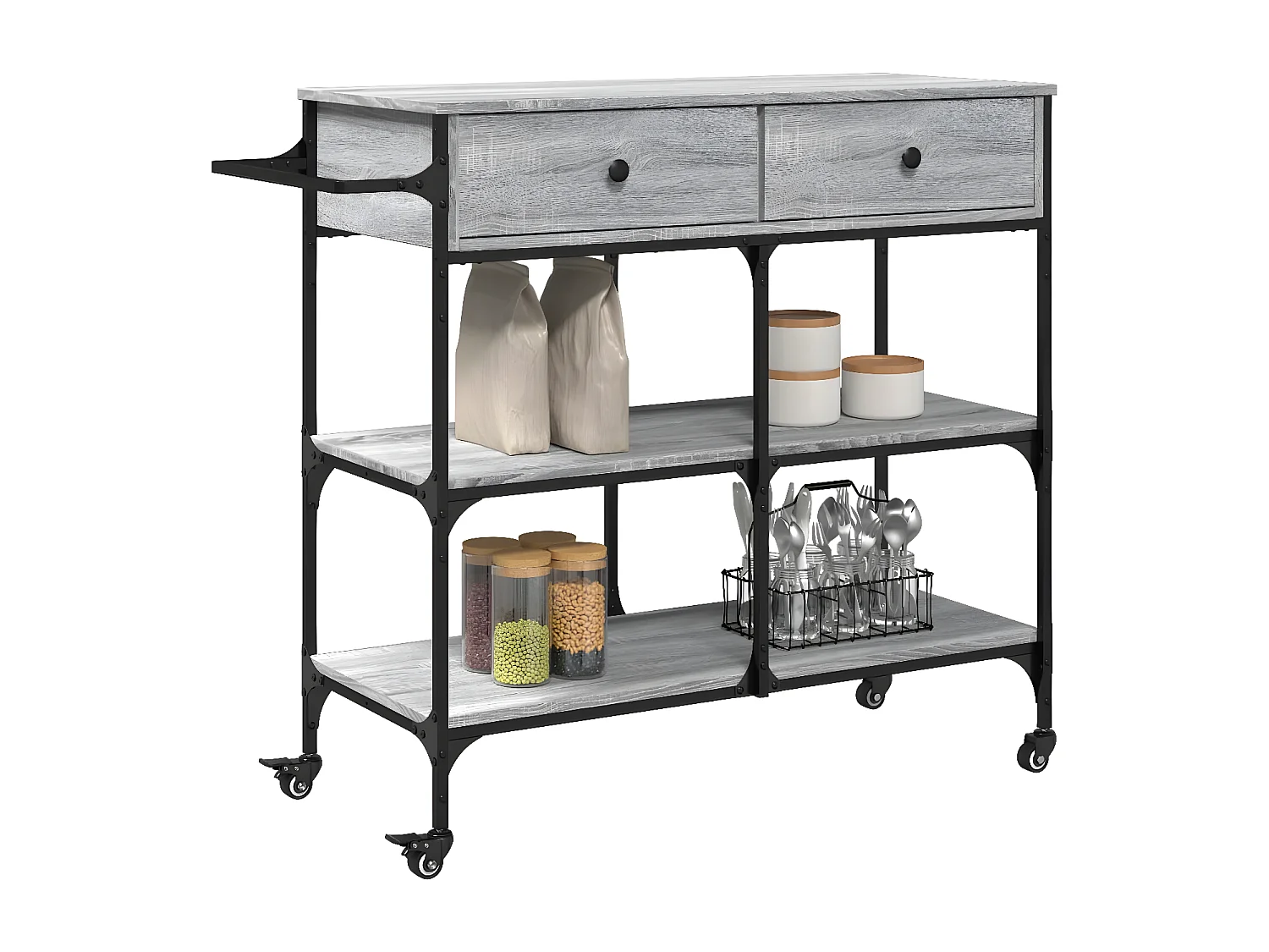 Chariot de cuisine sonoma gris 105x42x95 bois d'ingénierie