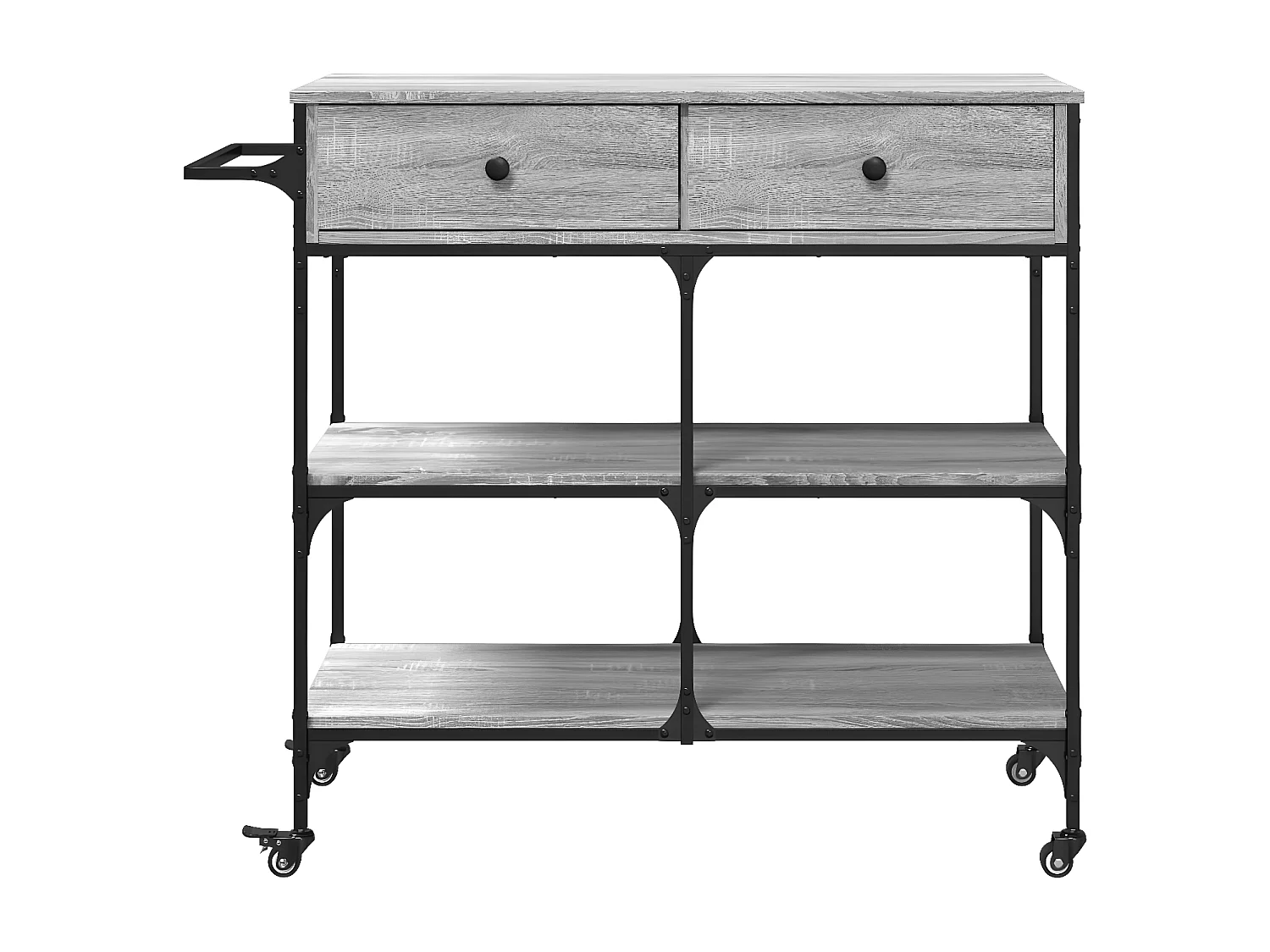 Chariot de cuisine sonoma gris 105x42x95 bois d'ingénierie