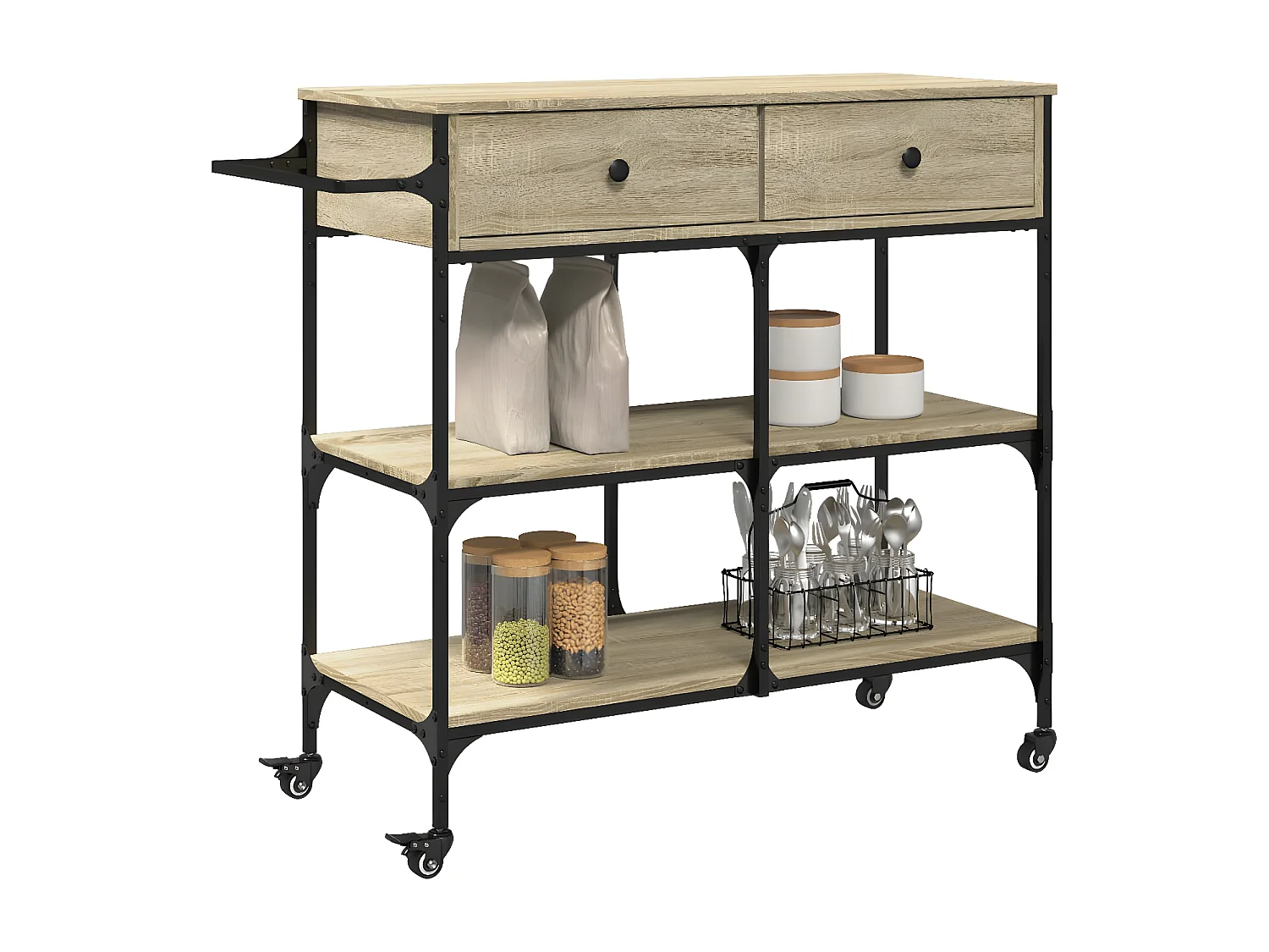 Chariot de cuisine chêne sonoma 105x42x95 bois d'ingénierie
