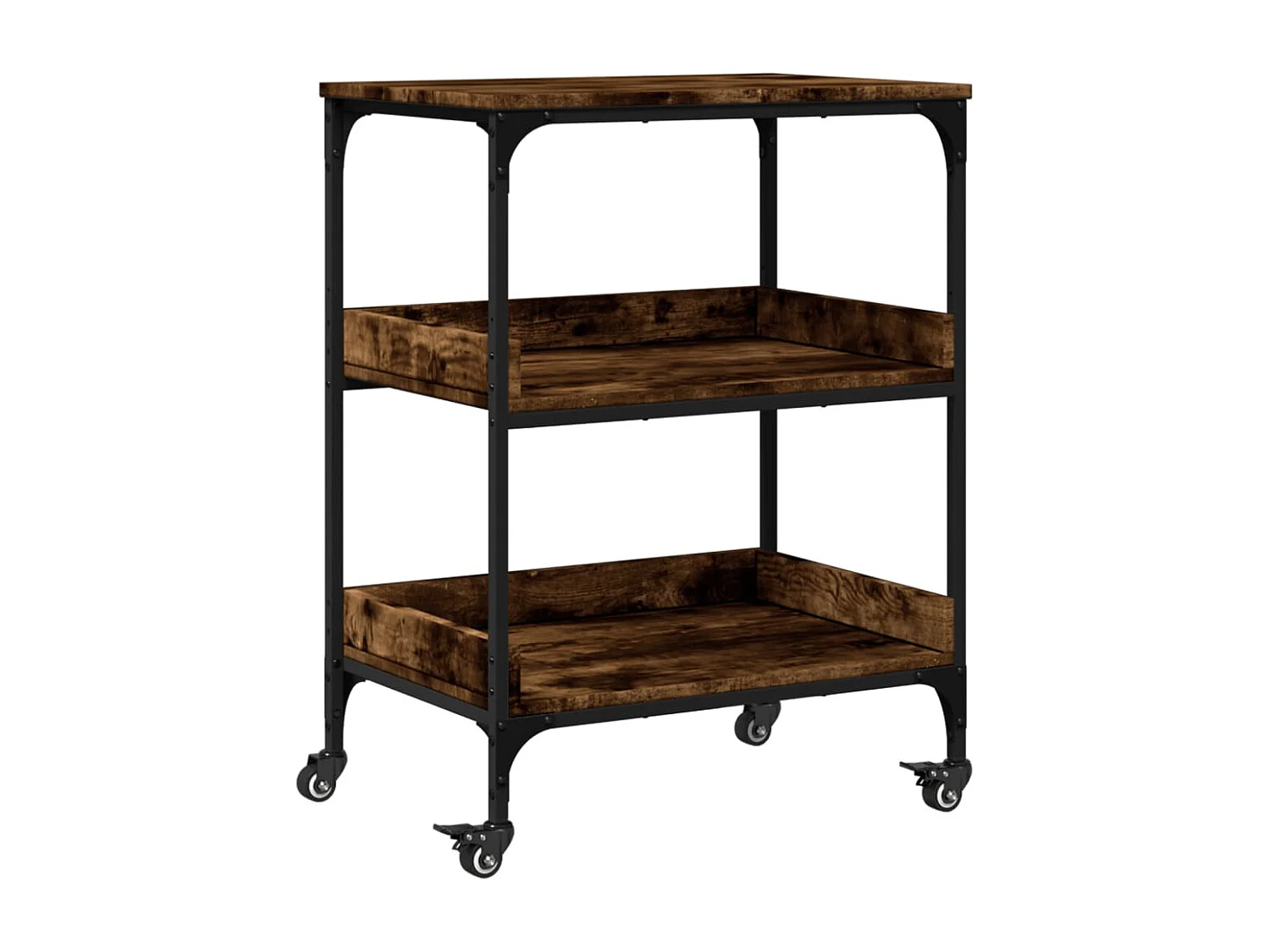 Chariot de cuisine chêne fumé 60x41x80,5 bois d'ingénierie