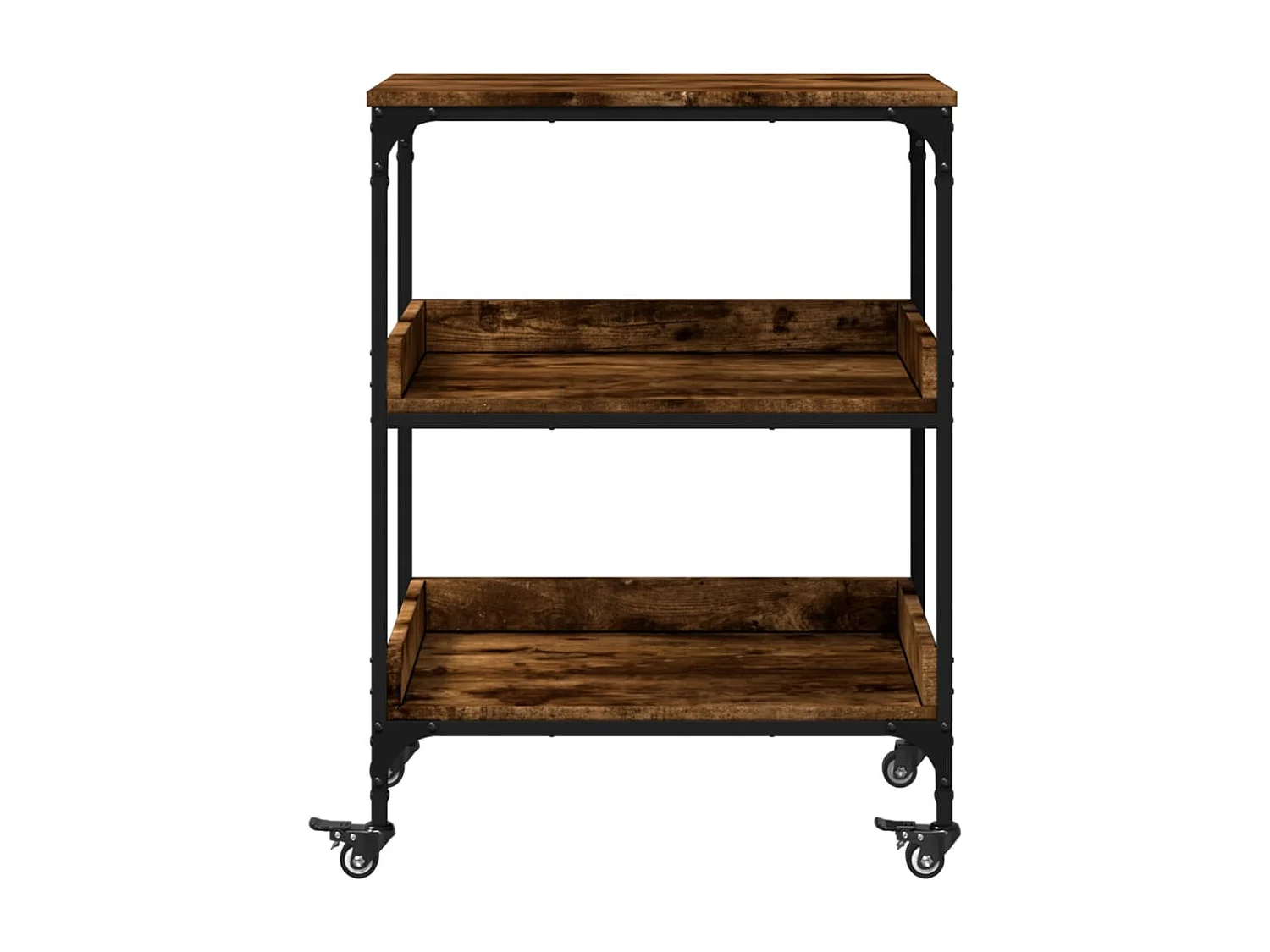 Chariot de cuisine chêne fumé 60x41x80,5 bois d'ingénierie