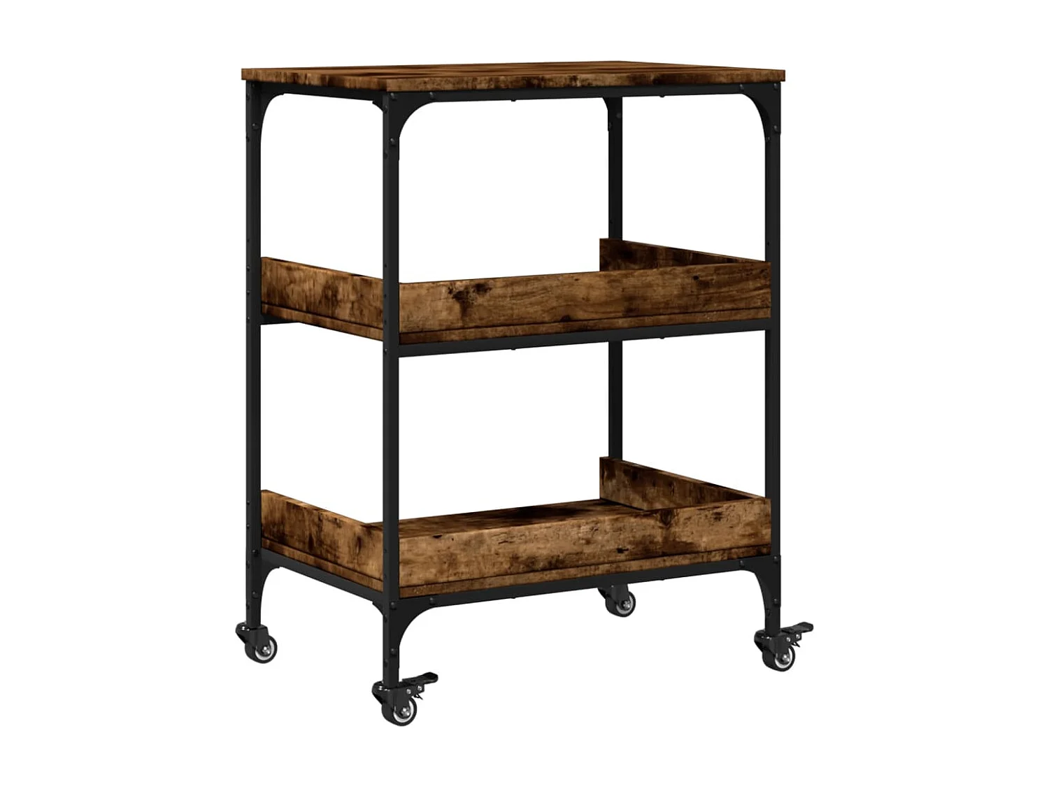 Chariot de cuisine chêne fumé 60x41x80,5 bois d'ingénierie