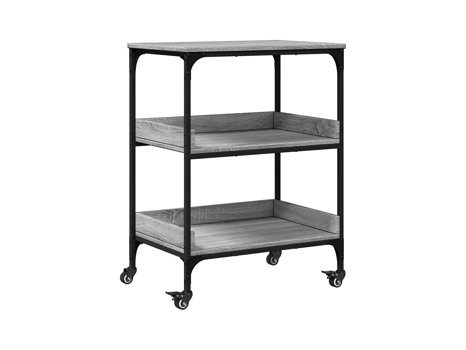 Chariot de cuisine sonoma gris 60x41x80,5 bois d'ingénierie