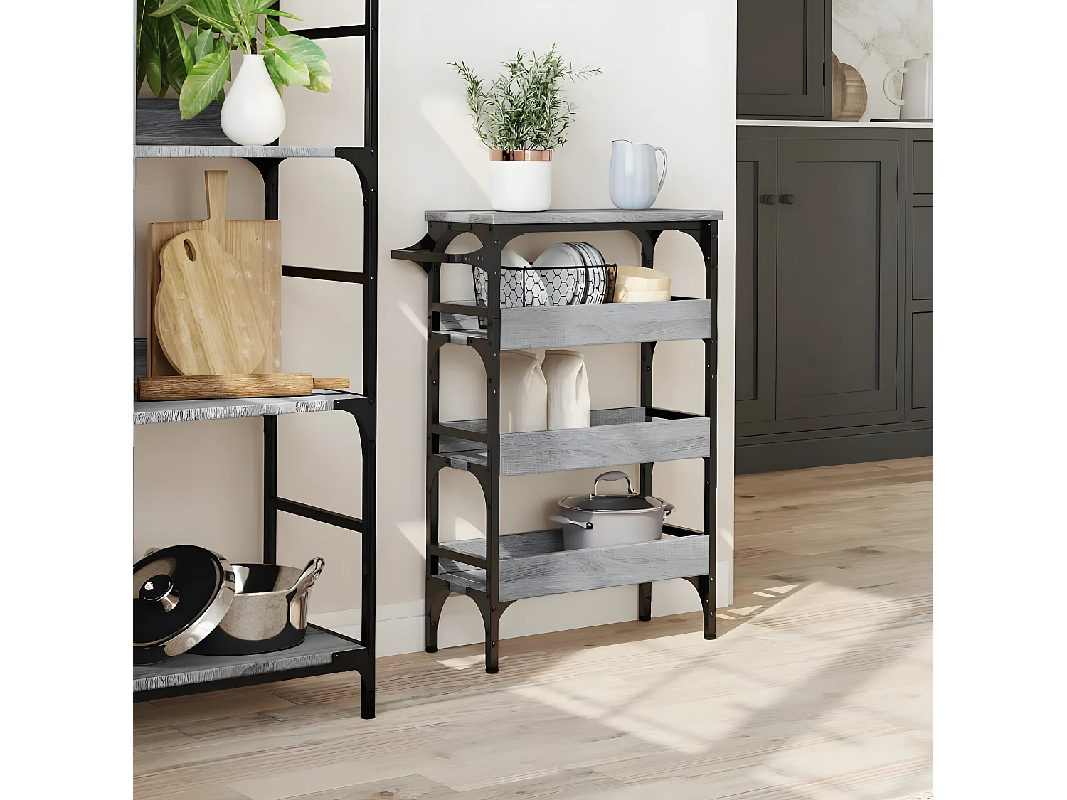 Chariot de cuisine sonoma gris 53x20x76 bois d'ingénierie