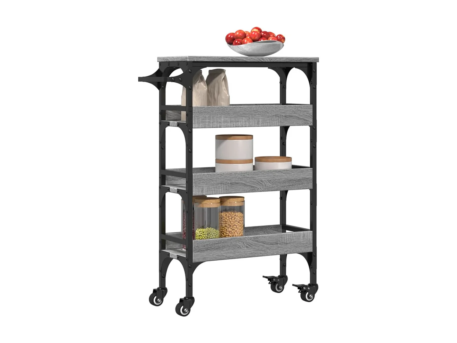 Chariot de cuisine sonoma gris 53x20x76 bois d'ingénierie