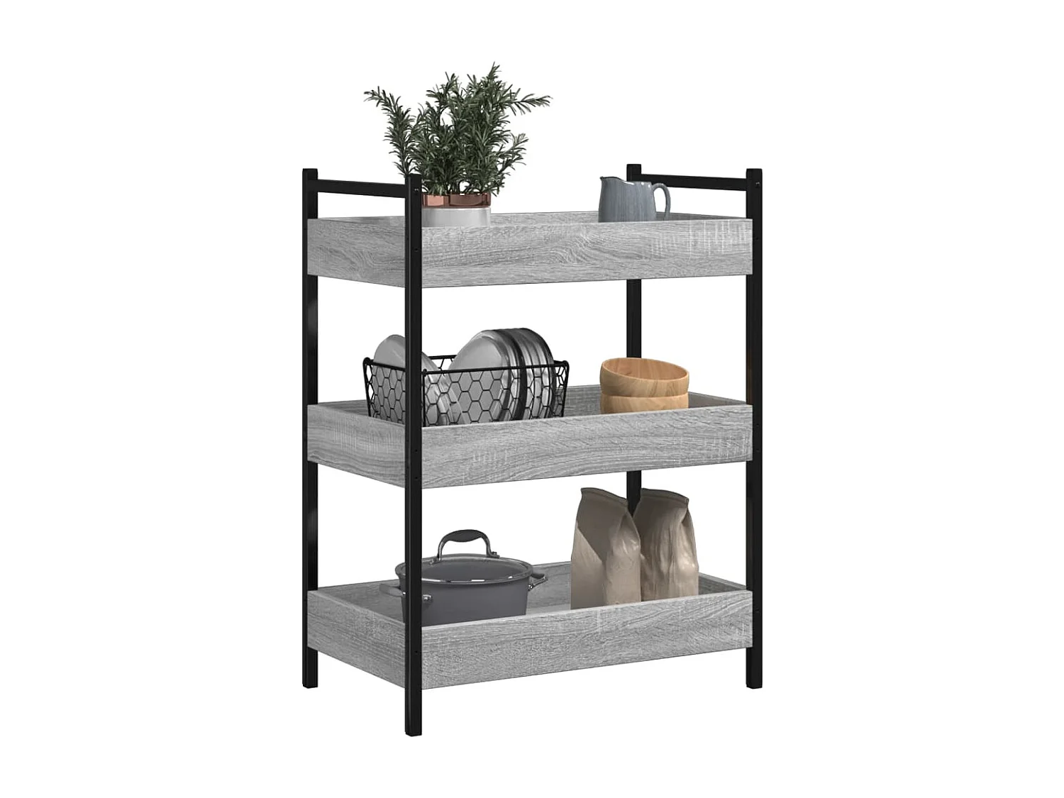 Chariot de cuisine sonoma gris 50x30x70 bois d'ingénierie