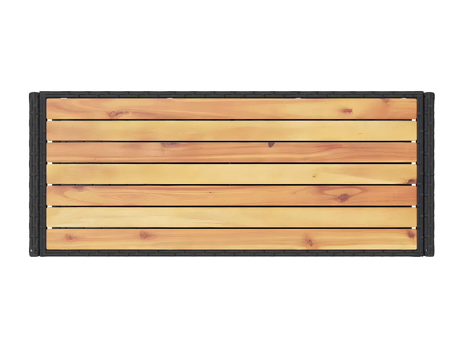 Chariot de bar 3 niveaux noir rotin et bois d'acacia massif