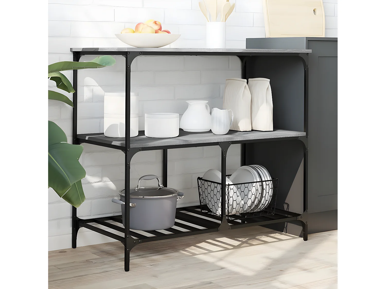 Chariot de cuisine sonoma gris 100x50x95 bois d'ingénierie