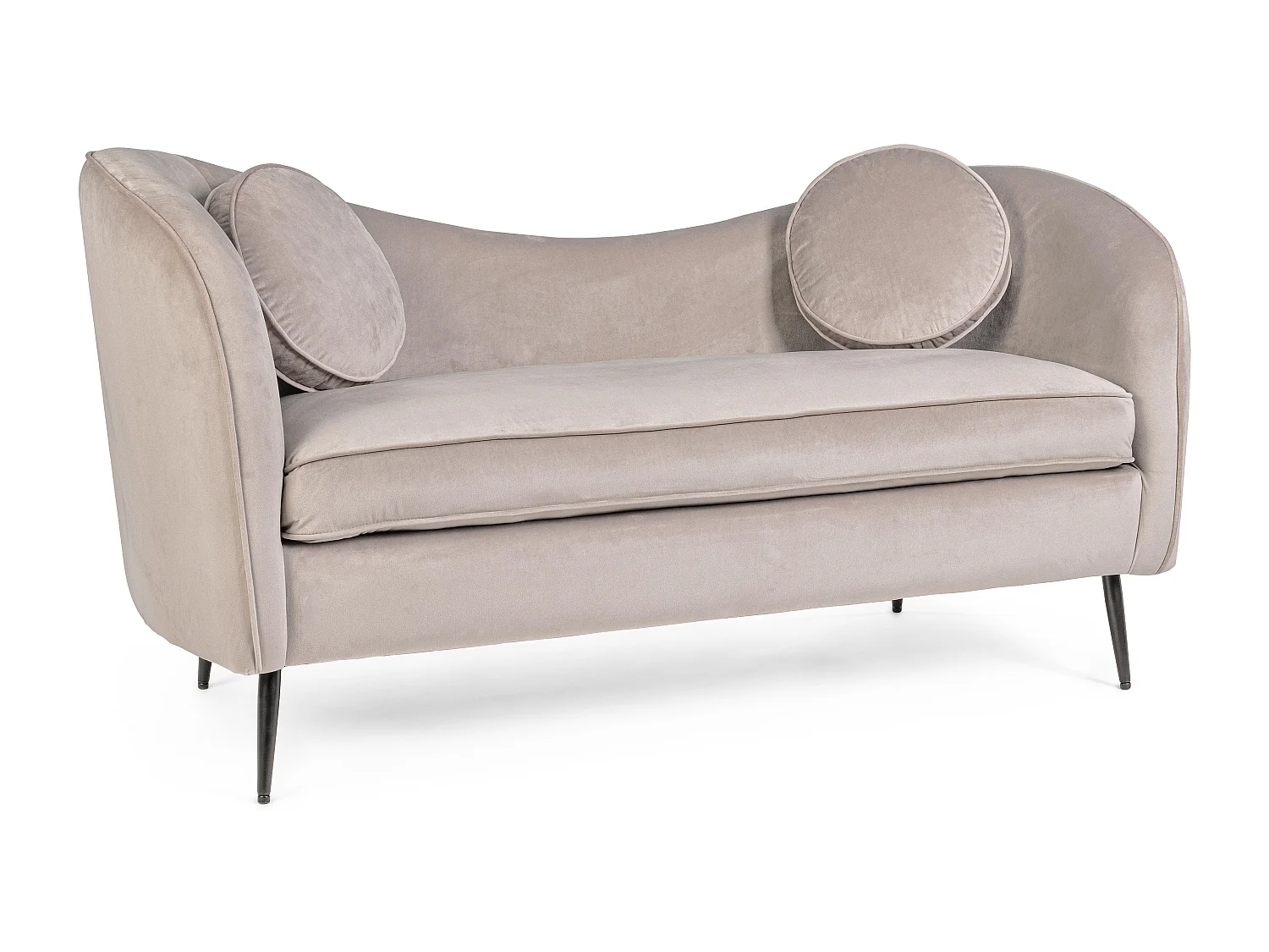 Canapé polyester effet velours gris avec coussin 2 places Cady