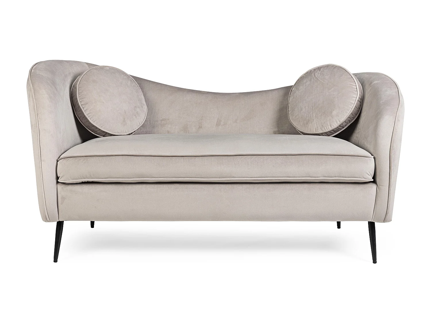 Canapé polyester effet velours gris avec coussin 2 places Cady