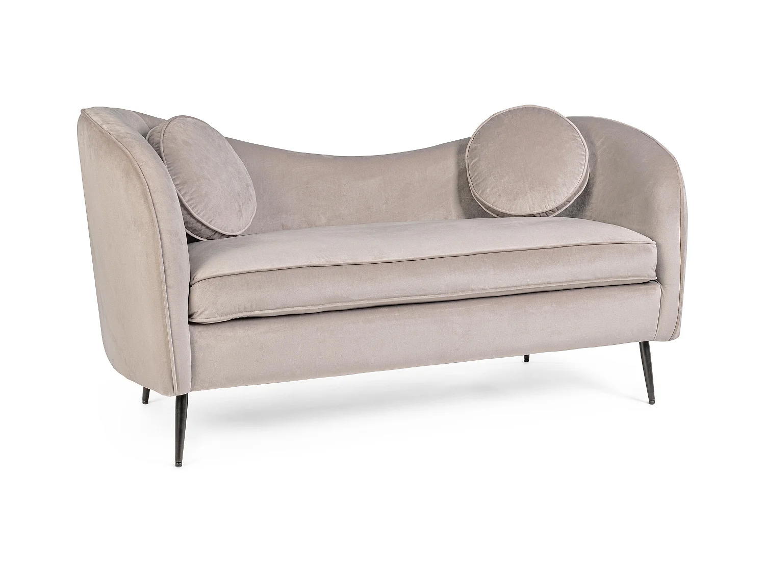 Canapé polyester effet velours gris avec coussin 2 places Cady
