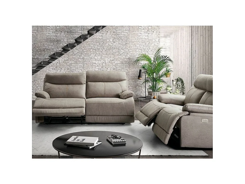 Ducka microvezel elektrische relaxbank-Kleur Bruin-Systeem Elektrisch-Aantal plaatsen) 2 zitplaatsen