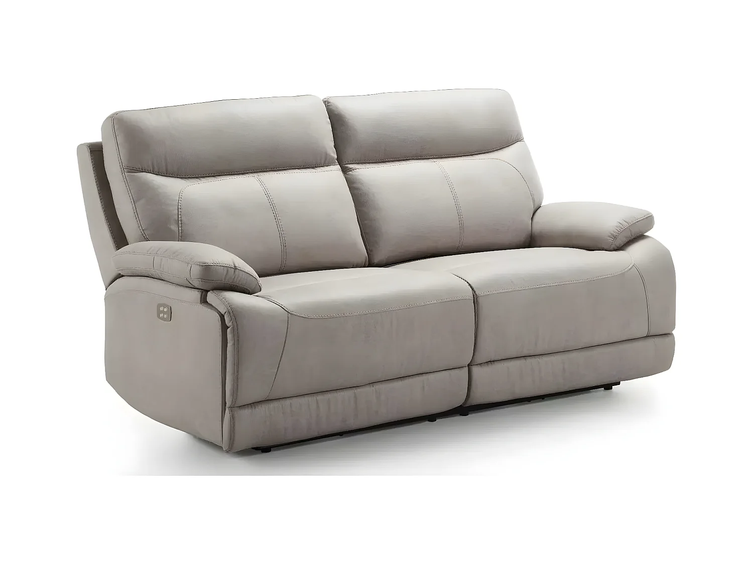 Canapé de relaxation électrique en microfibre Ducka-Couleur Beige-Système Electrique-2 places