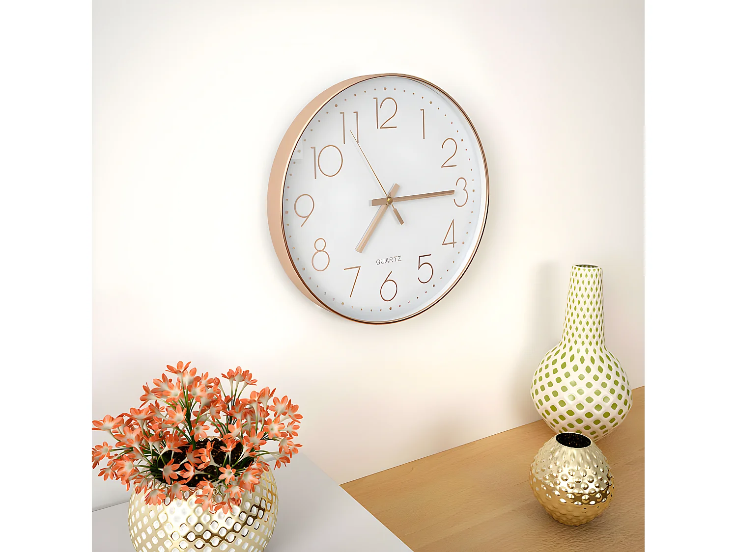 Horloge murale 30cm Or rosé