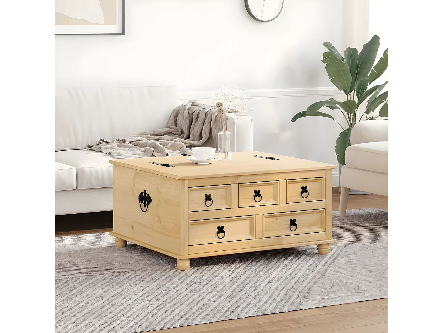 Boîte de rangement Corona 90x78x45 bois de pin massif