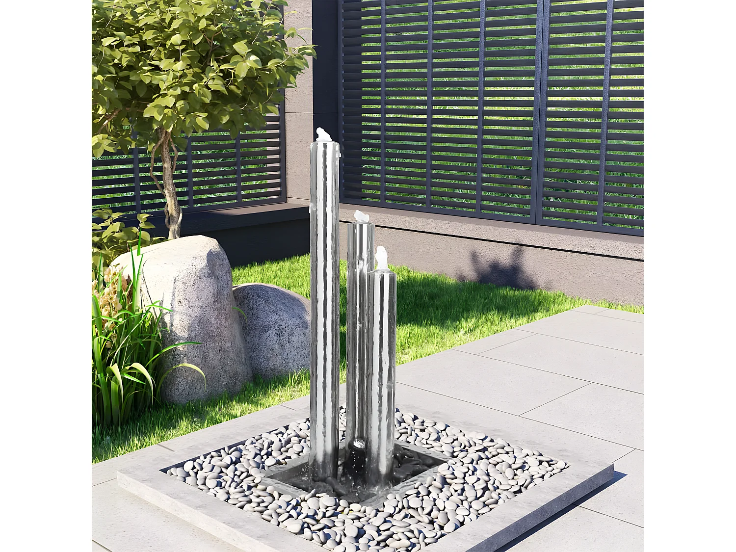 Fontaine de jardin Argenté 48x34x88 Acier inoxydable
