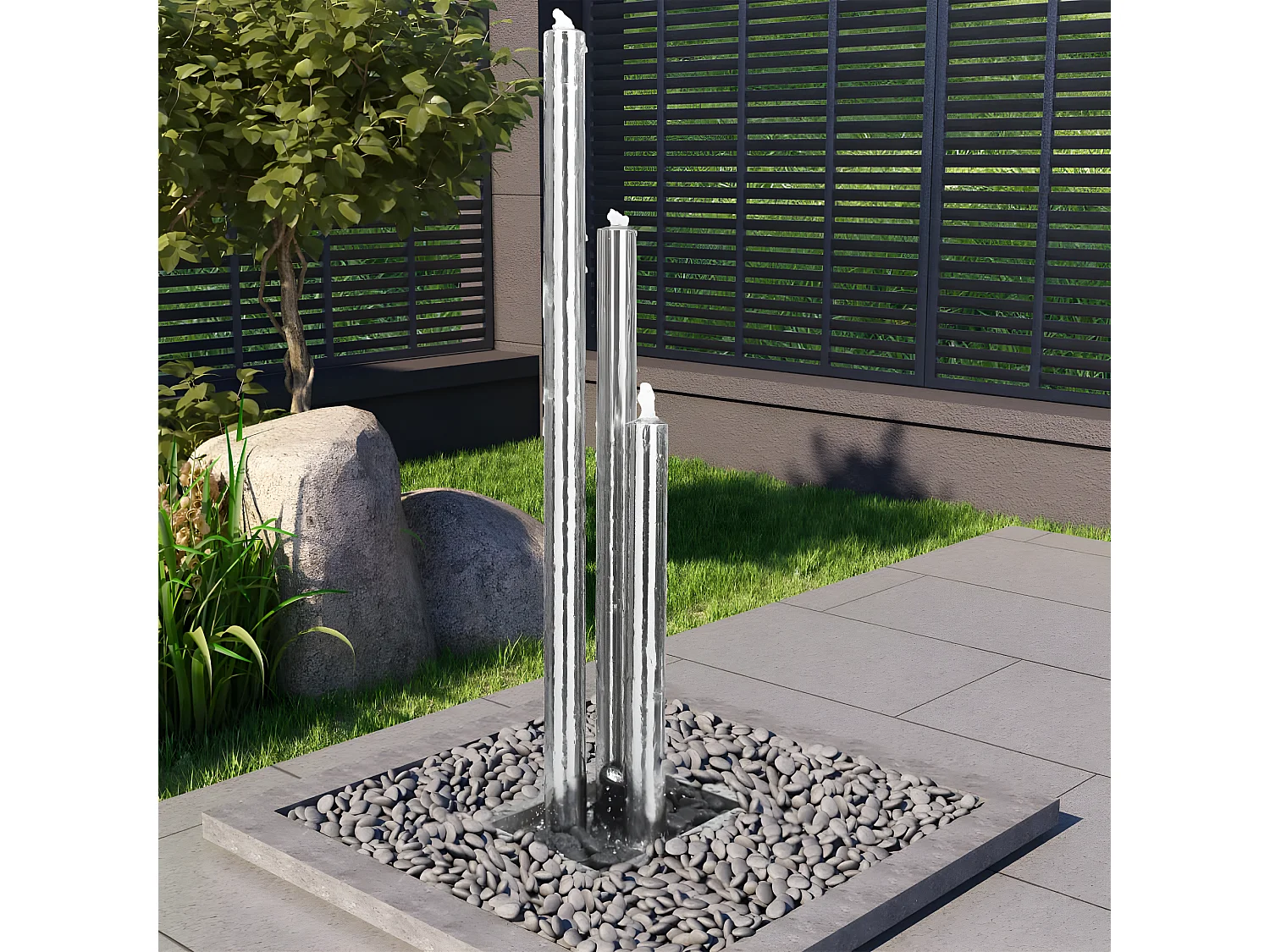 Fontaine de jardin Argenté 48x34x153 Acier inoxydable
