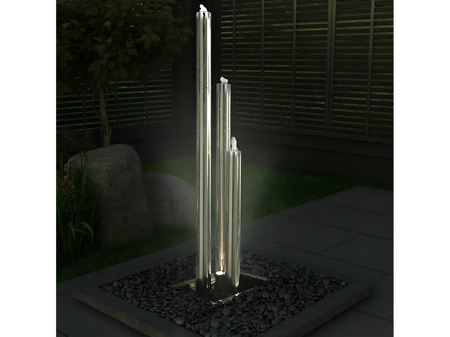 Fontaine de jardin Argenté 48x34x153 Acier inoxydable