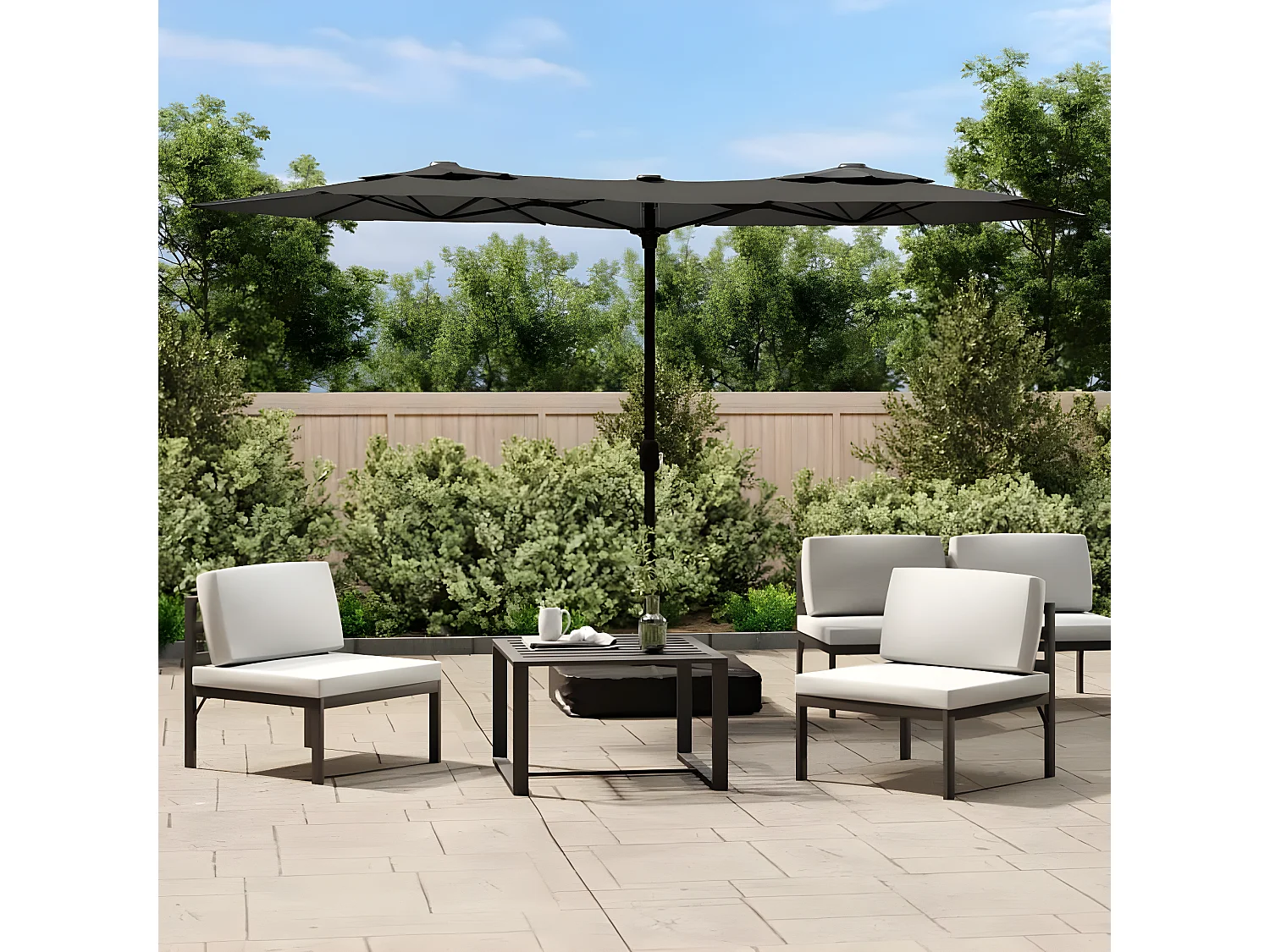 Parasol à double tête avec LED anthracite 316x240