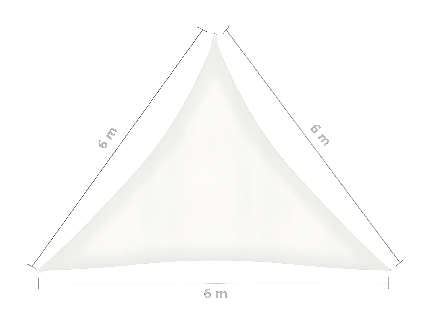 Voile d'ombrage 160 g-m² Blanc 6x6x6 m PEHD