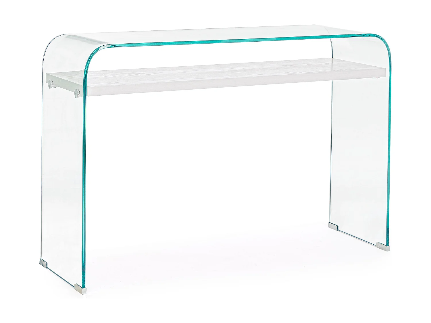 Console courbée verre transparent avec 1 niche Louiza 110cm