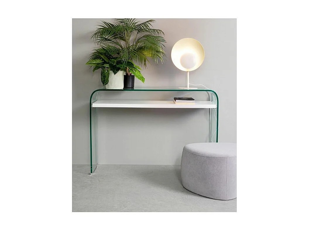 Console courbée verre transparent avec 1 niche Louiza 110cm