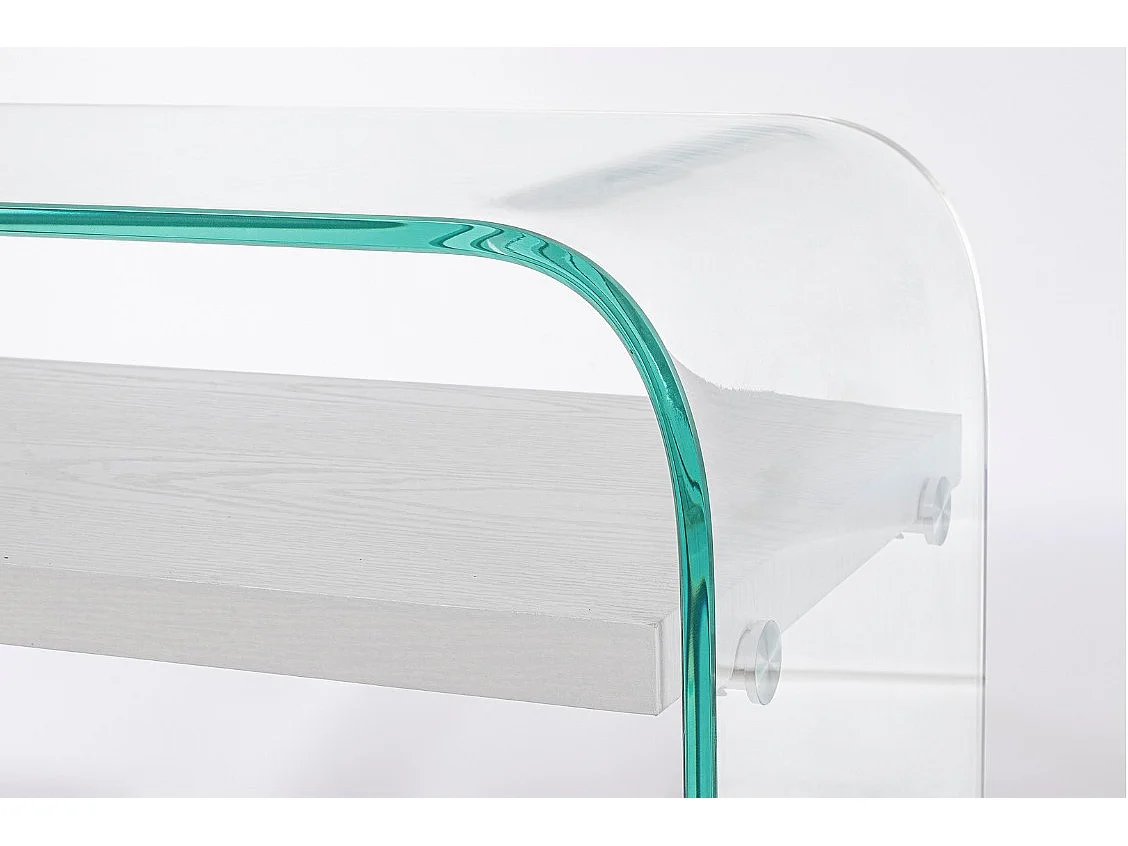 Console courbée verre transparent avec 1 niche Louiza 110cm