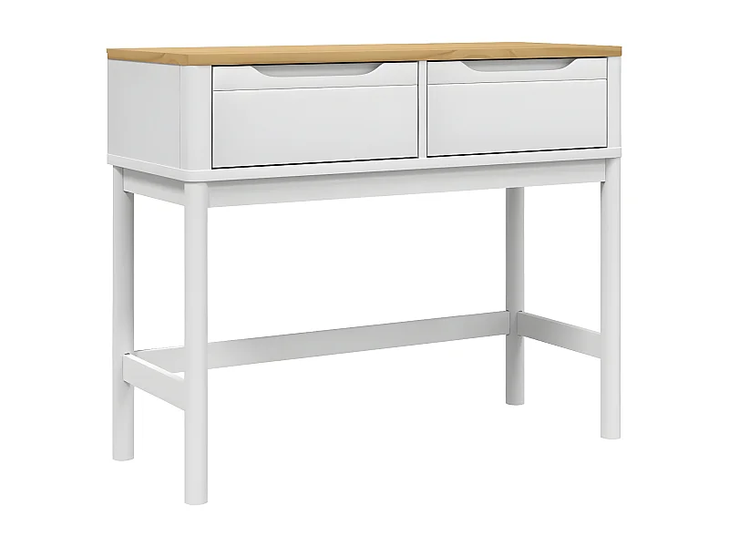 Table console FLORO blanc 89,5x36,5x73 bois de pin massif