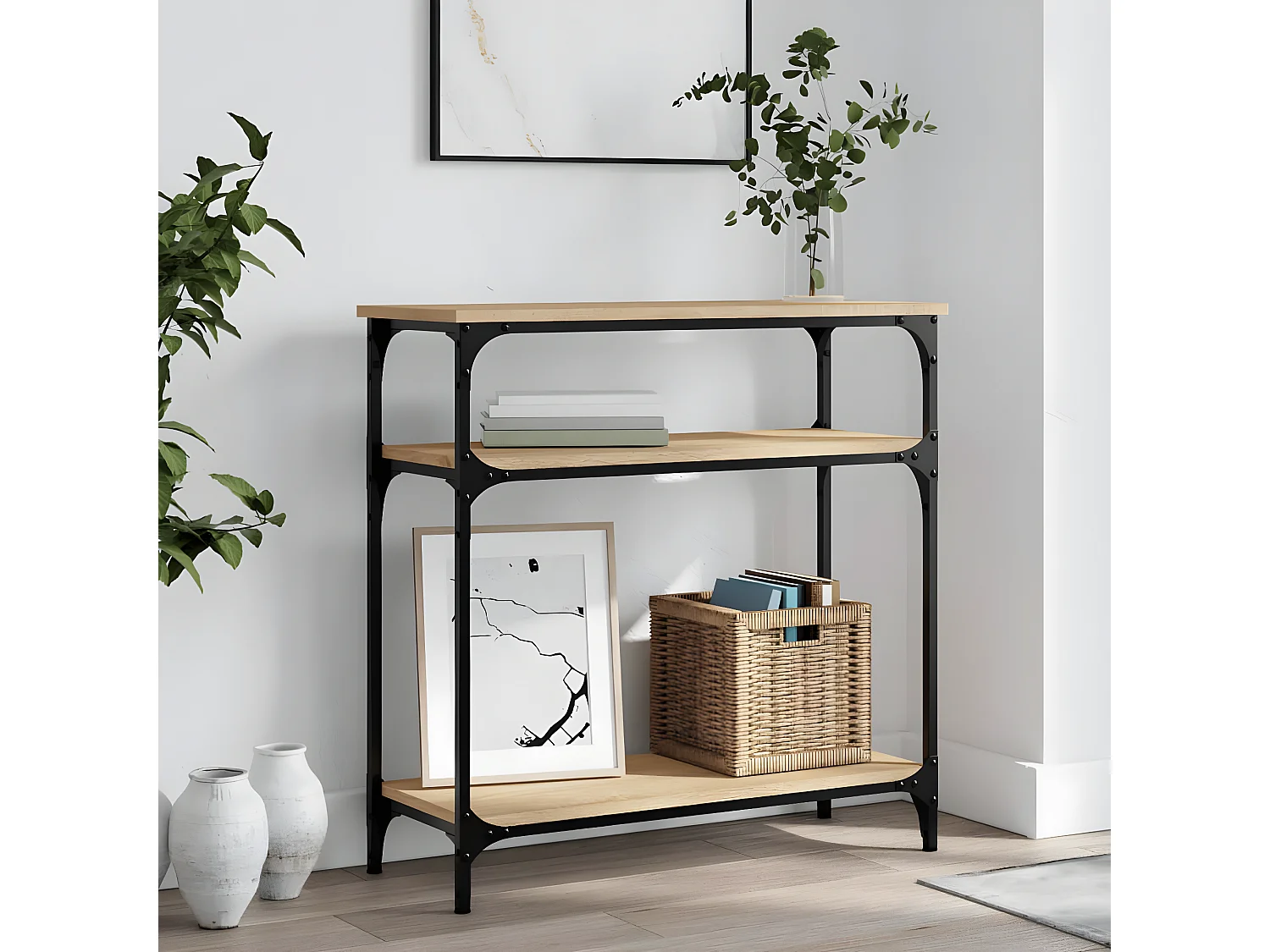 Table console chêne sonoma 75x29x75 bois d'ingénierie