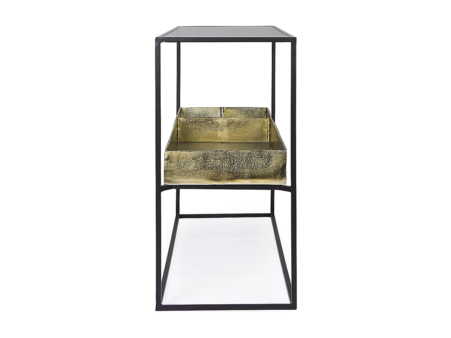 Console moderne acier noir et laiton doré Mirabel 117cm
