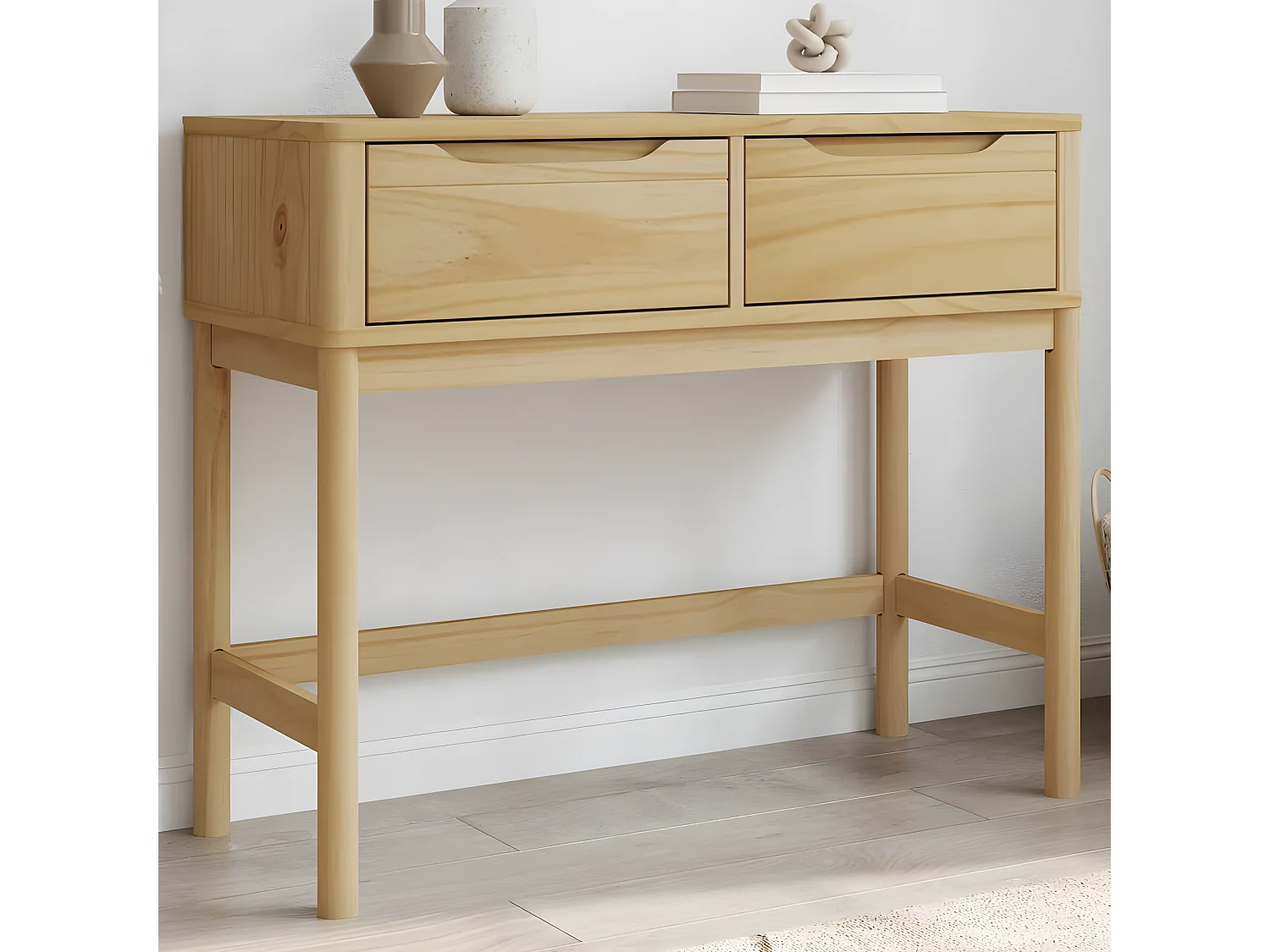 Table console FLORO marron cire 89,5x36,5x73 pin massif