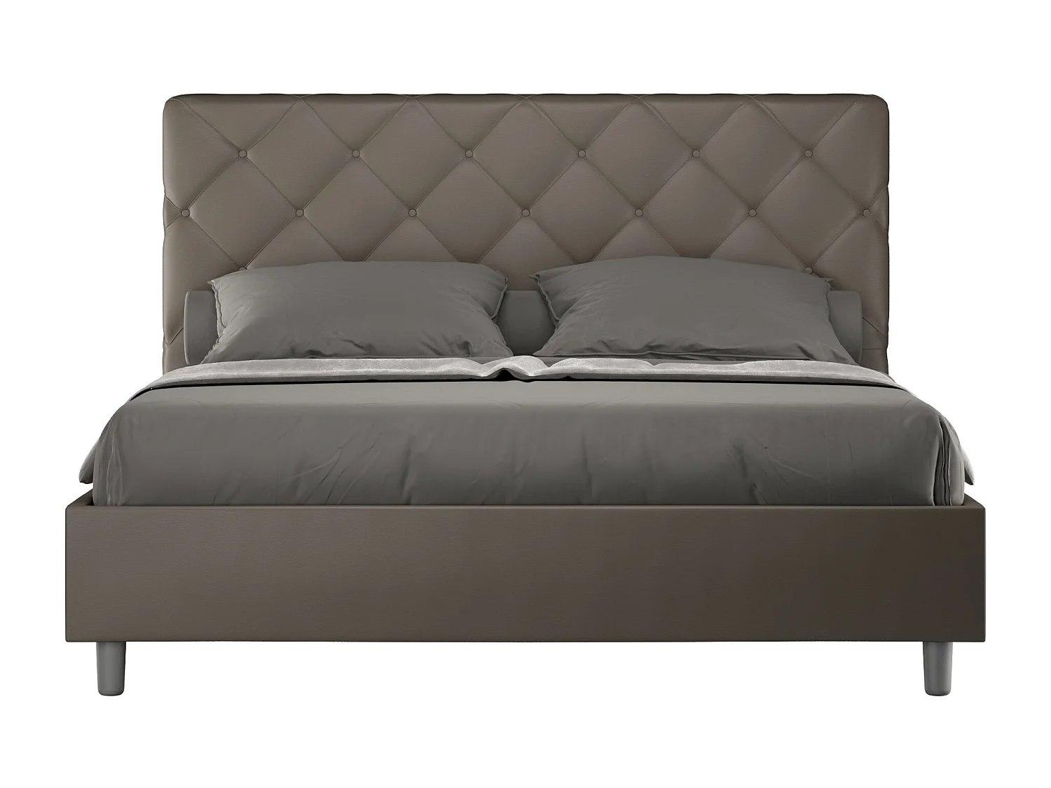 Lit adulte italien matelassé simili cuir Paryse-Couleur Blanc-140x200-Option Avec coffre