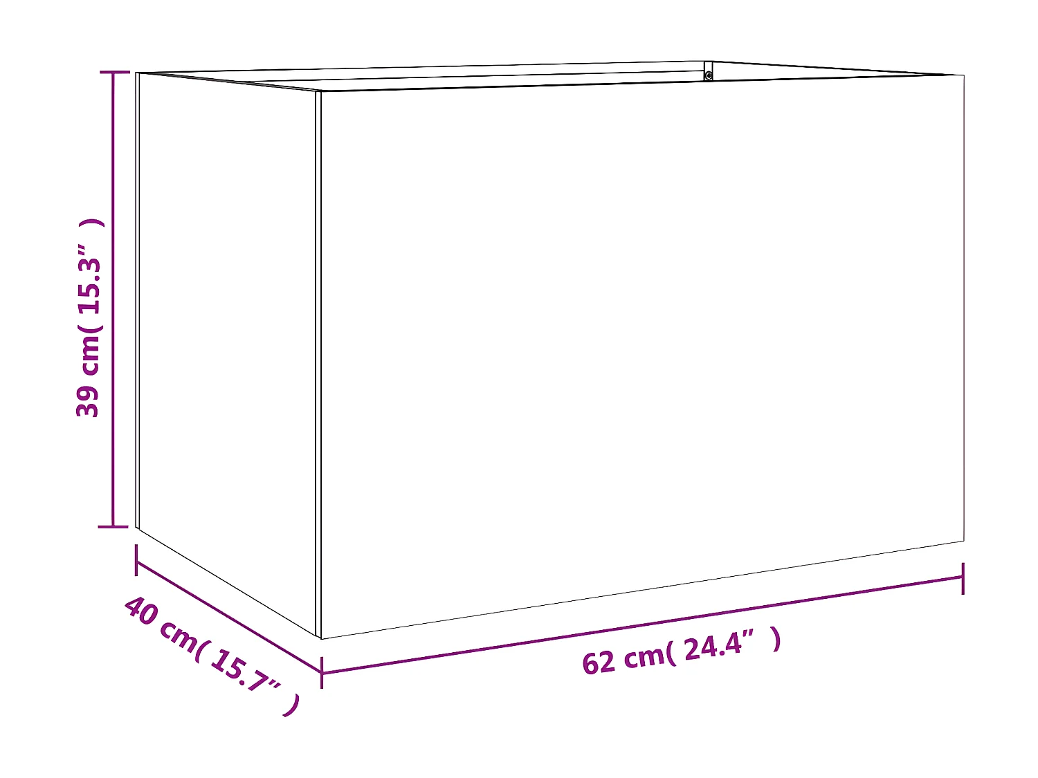 Jardinière noir 62x40x39 acier laminé à froid
