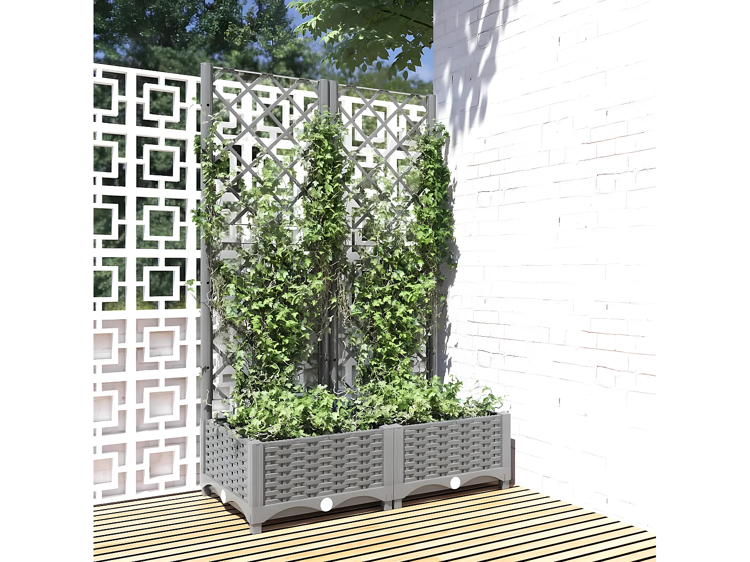 Jardinière avec treillis Gris clair 80x40x121,5 PP