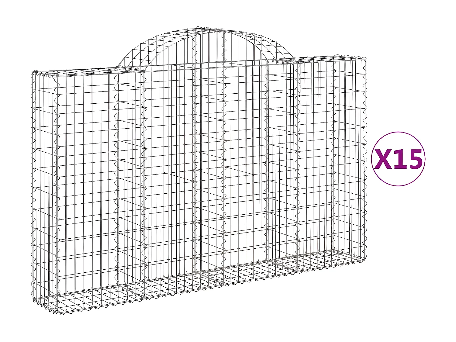 Paniers à gabions arqués 15 pcs 200x30x120-140 Fer galvanisé